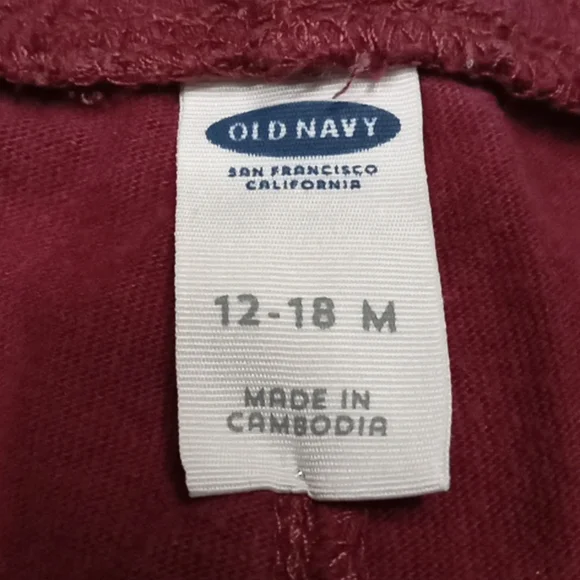 Old navy, burgundy, baby sweatpants Us 12-18 Month - Picture 3 of 4